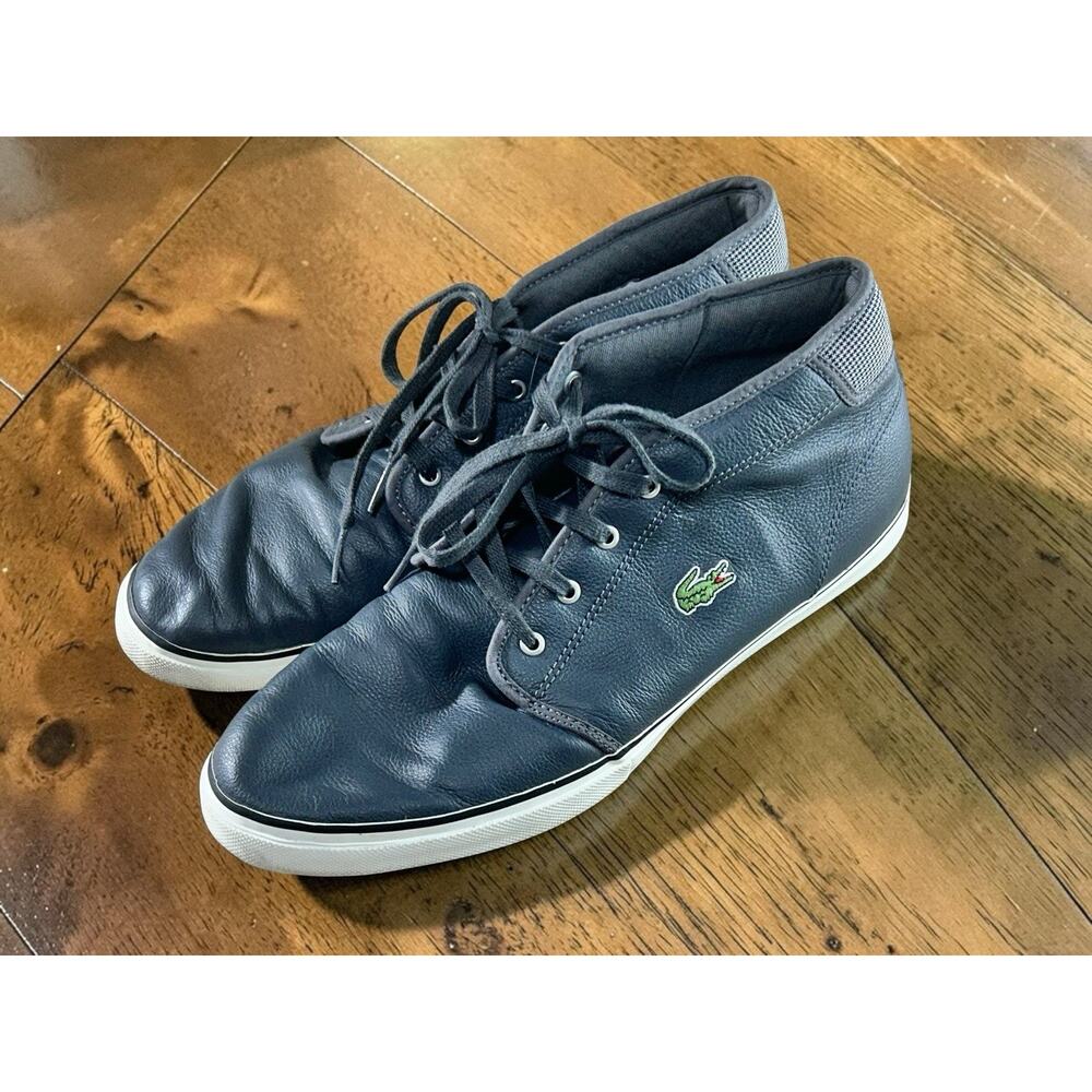 Lacoste Ampthill Sneakers Gray Leather Fashion Sneakers Men's Sz 12 Ortholite